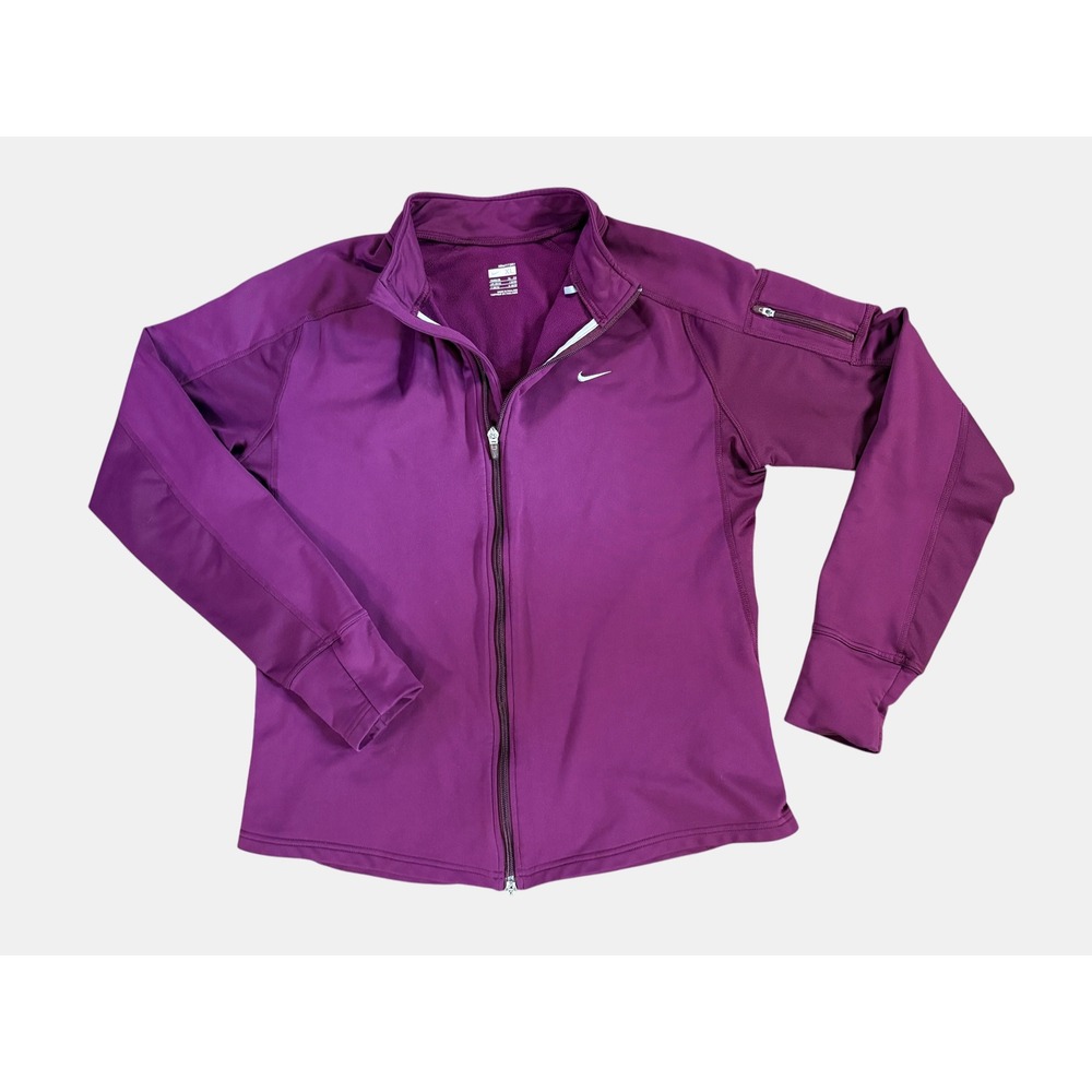 Nike FIT DRY Women's XL Purple Full Zip Running Jacket Thumbholes